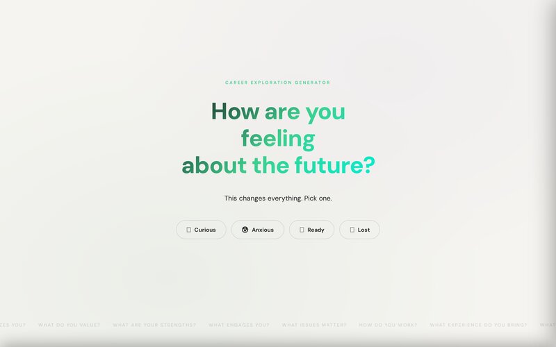 Synapse, Career Exploration Generator landing page