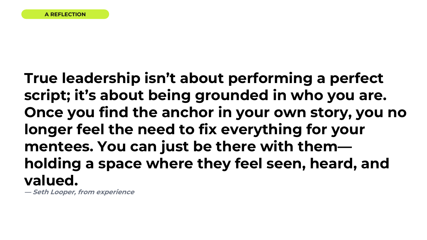 Slide 41: A reflection from experience. The workshop's final slide.